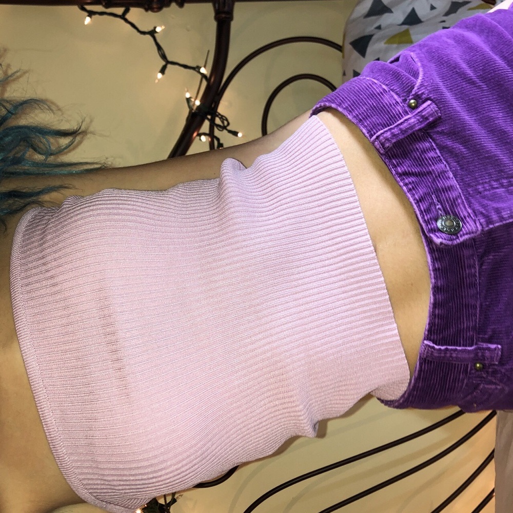 LILAC LAVENDER ONE SIZE STRETCHY RIBBED TUBE TOP - Picture 3 of 4